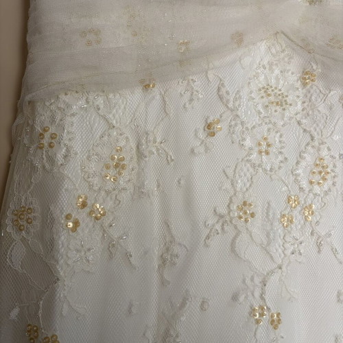 Augusta Jones wedding dress size 16, ivory lace with gold details