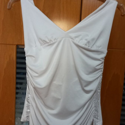 Paranoia blouse with rhinestones like new, viscose fabric, white, size M