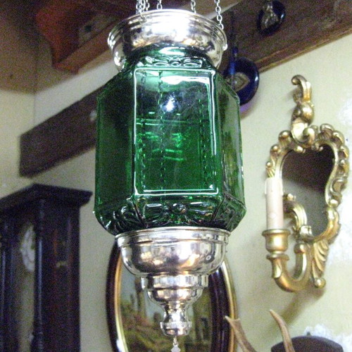 Glass hanging lamp used like new