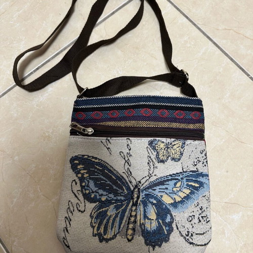 Fabric crossbody bag new with butterfly design multicolor