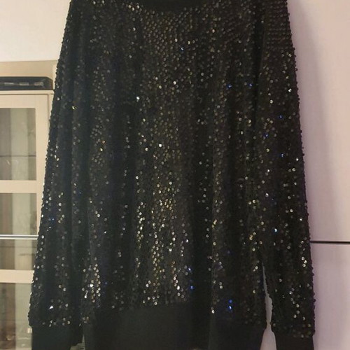 Casual black blouse with sequins new, Different, size M-L