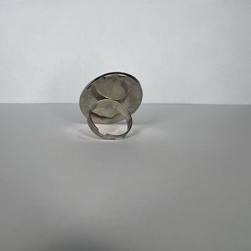 Ring with liquid glass like new, multicolor, handmade with real shells
