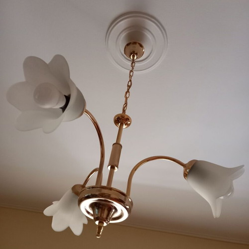 Classic Bronze Three-Light Ceiling Fixture - Vintage Design "Calla"