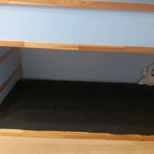 Low bed used that converts to high bunk with 2 mattresses
