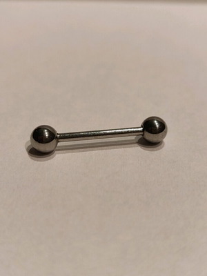 Barbell earring like new, surgical steel silver