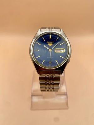 Seiko 5 Automatic 6309‑8670 μεταχειρισμένο, σπάνιος μπλε καντράν, 37mm, αυθεντικό μπρασελέ