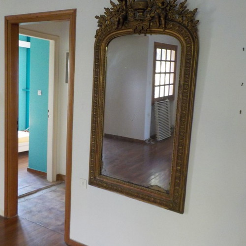 Wooden carved mirror old with rococo carvings