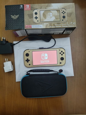 Nintendo Switch Lite Hyrule Edition with protective case