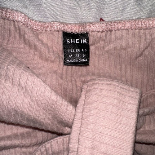 Shein pink rib crop top with front tie, used, size M