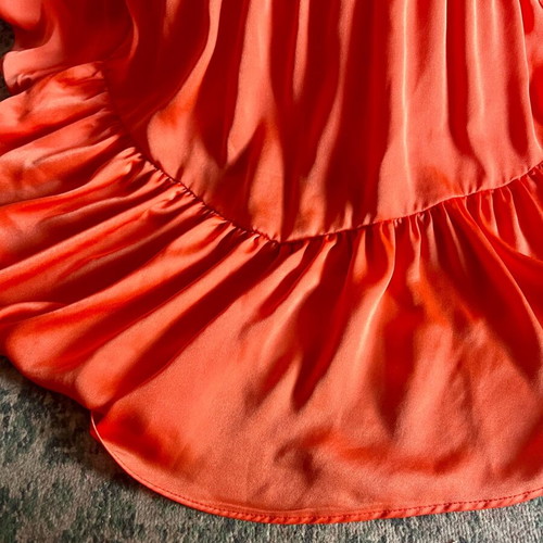 Satin dress orange like new, size S, Zoya