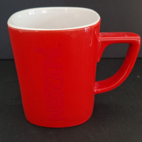 Nescafe ceramic mug like new, red embossed logo, 250ml