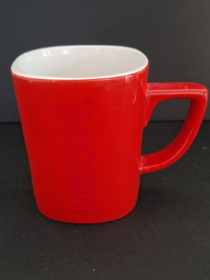 Nescafe ceramic mug like new, red embossed logo, 250ml