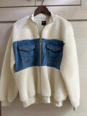Jacket Teddy jeans new, A-Style, white, size S