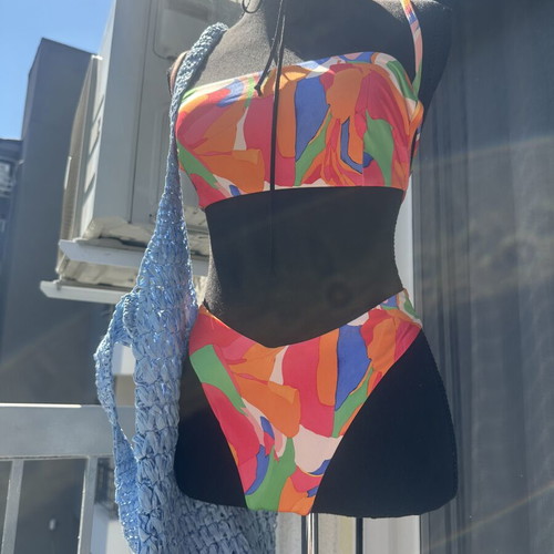 Asos multicolor bikini top and bottom size XL new