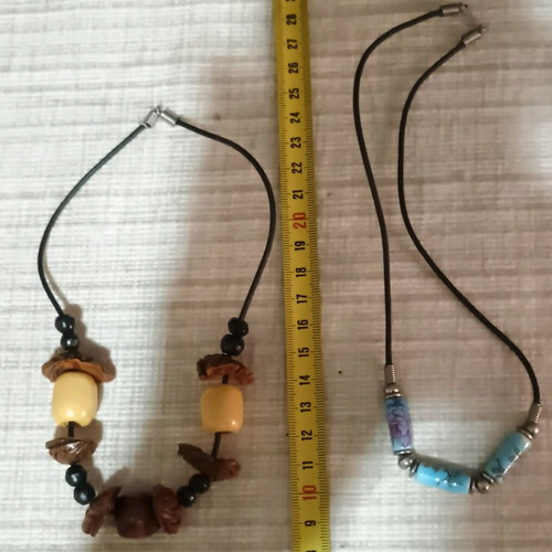 Set of two summer pendant chokers used, multicolor