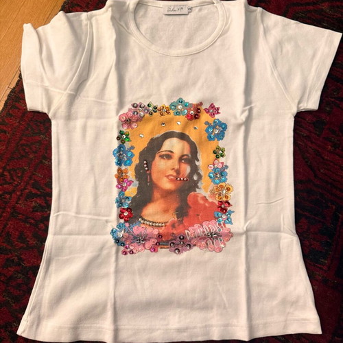 John P. vintage embellished T-shirt with sequins and beads used
