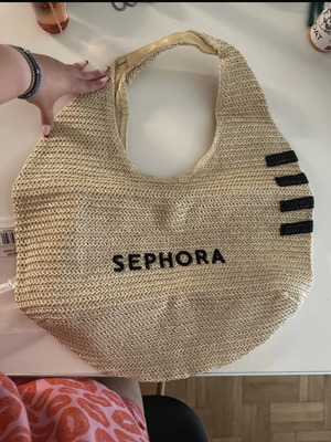 Sephora μεγάλη ψάθινη τσάντα ώμου, μπεζ
