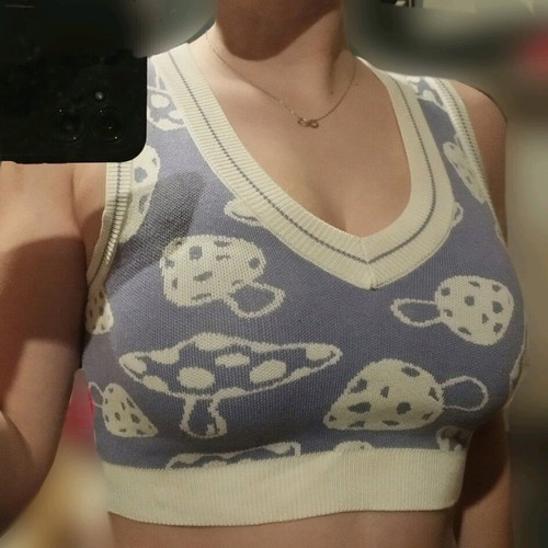 Purple top with mushroom patterns like new, Shein, size M