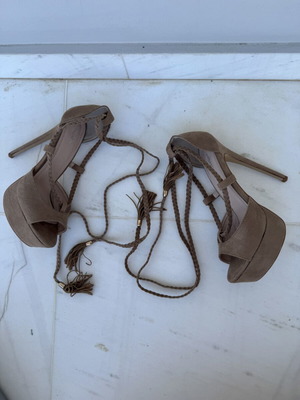 Migato lace-up sandals platform high heels beige brown like new