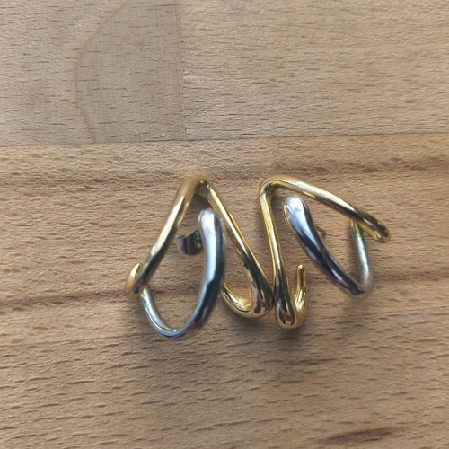 Two-Tone Stainless Steel Earrings like new, gold and silver