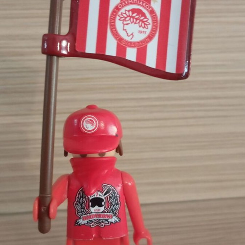 Playmobil Olympiacos Fan Figure like new with team flag