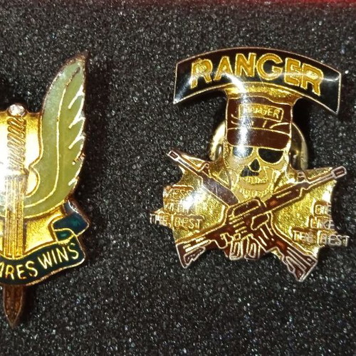 Ranger and SAS pins like new, British Army and US Army, 1985