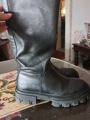 Seven black tall boots with lug sole size 38 like new