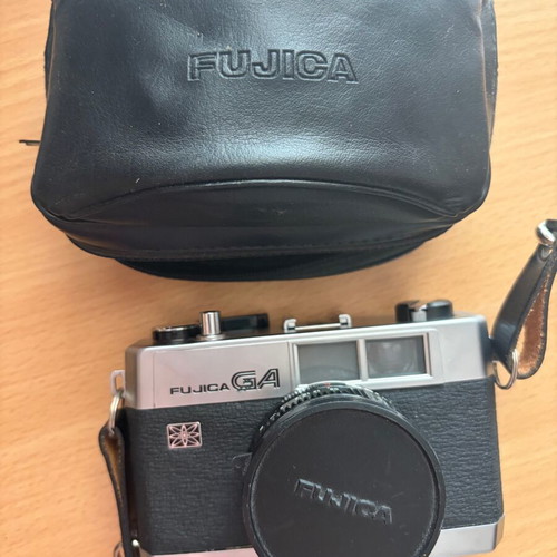 Fujica GA 35mm vintage film camera with leather case and strap