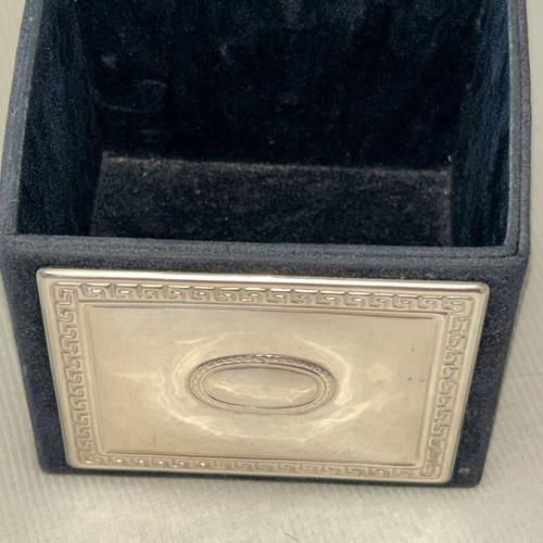 Silver 925 office holder with velvet and embossed Greek meander