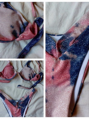 Decoro Tie-Dye Lurex Bikini Set with Underwire Like New