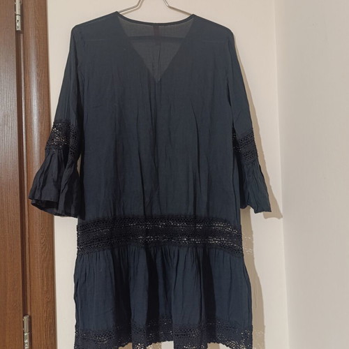 Dress Kaftan black, like new, size M 38 10, airy fabric with embroidery