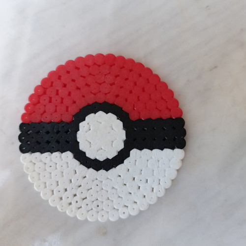 Set of 4 handmade fuse-bead coasters with colorful pixel designs