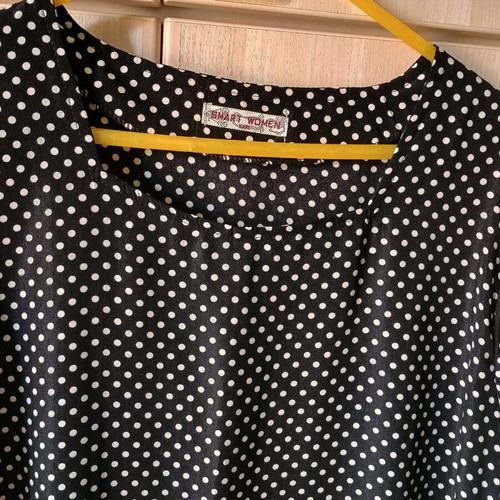 Robe new, 100% viscoz, black with white dots, size XXXL