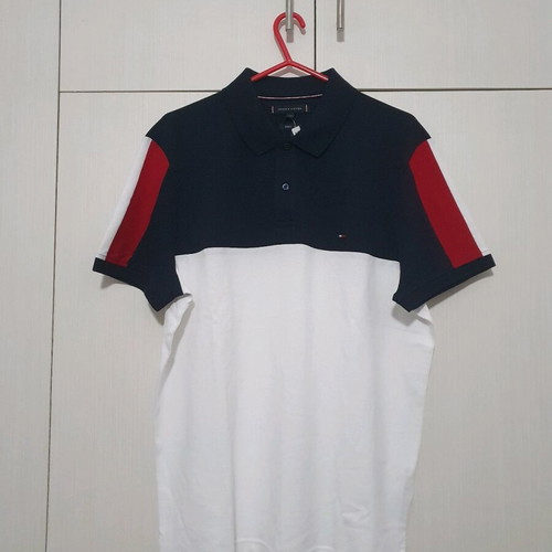 Tommy Hilfiger Polo T-shirt new, size XL, white and blue