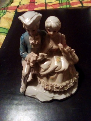 Decorative vintage couple porcelain used, 15 cm height
