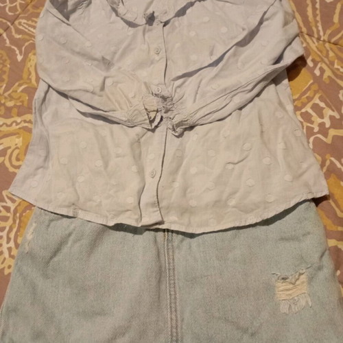 Shirt with denim skirt Zara like new, blue, size 3-4 years