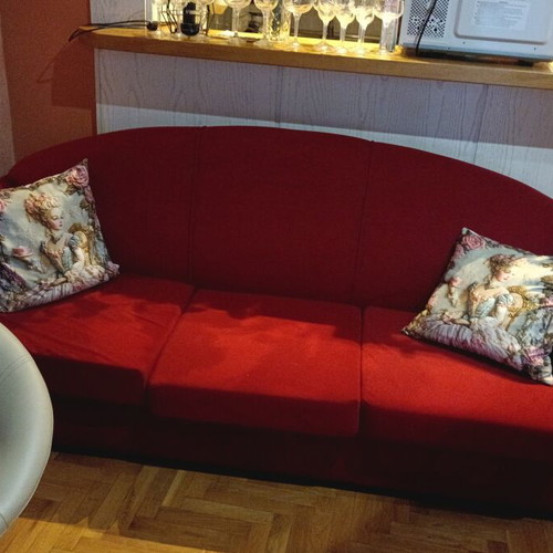 Sofa set 3-seater and 2-seater used, burgundy velvet