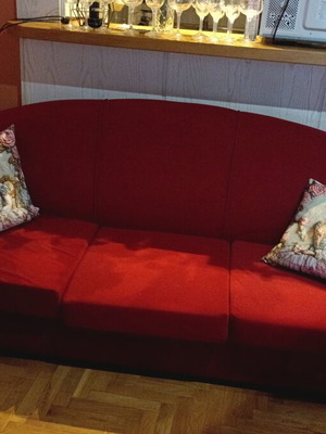Sofa set 3-seater and 2-seater used, burgundy velvet