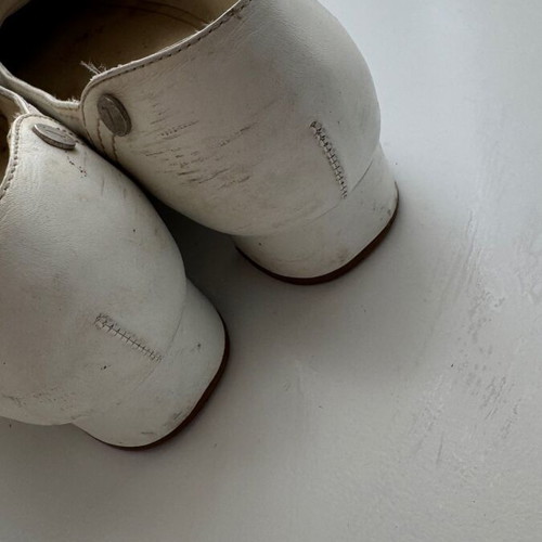 Tod’s leather women’s white pumps used, anatomical with thick heel