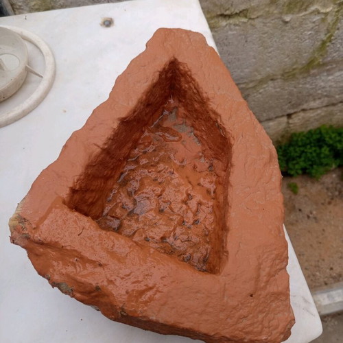 Stone waterer refurbished, carved stone