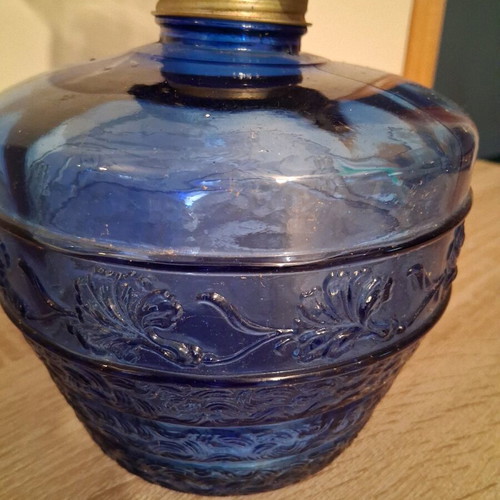 Glass oil lamp like new, height 35cm