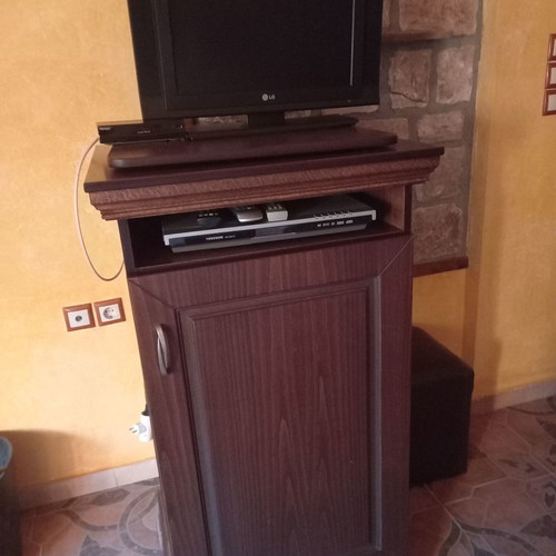 TV furniture and mini bar fridge used, mahogany for professional use