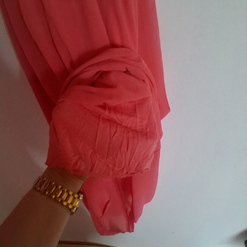Maxi strapless dress like new, coral/salmon color