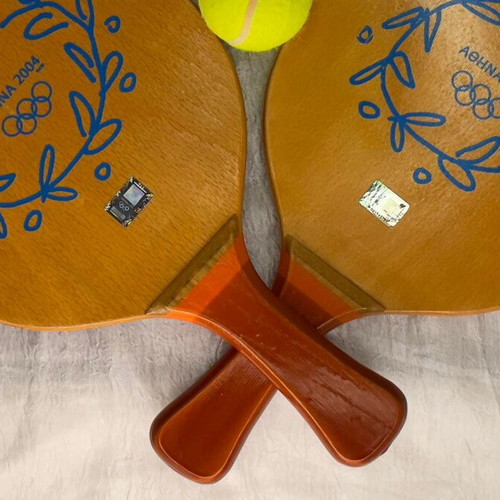 Athens 2004 Collectible Wooden Beach Paddles with 3 Balls New