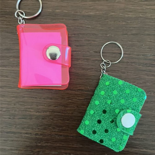 Mini notebook keychain like new, pink and green