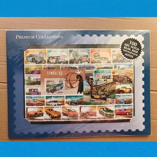 Thematic stamp collection used, 100 different cars worldwide