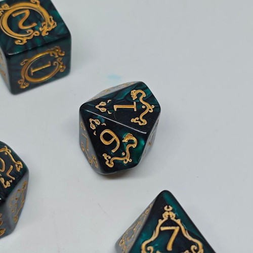 RPG Dragon Marble Polyhedral Dice Set 7 Pieces like new