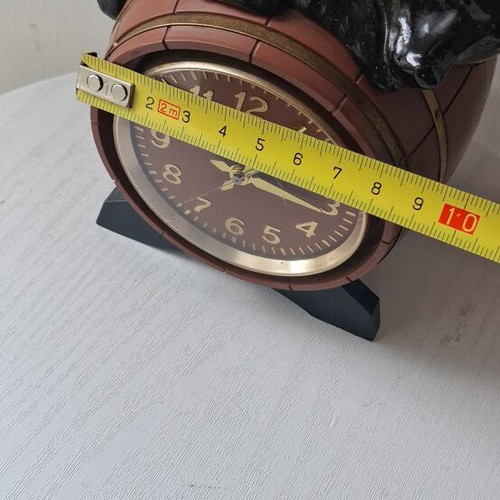 Molnija wind-up table clock with bear figure