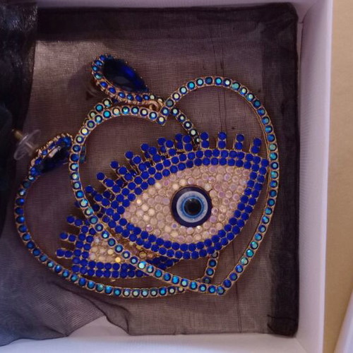 Cristin Diamantidou Earrings hanging like new, blue and gold