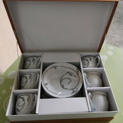 Set of 6 Porcelain Coffee Cups New